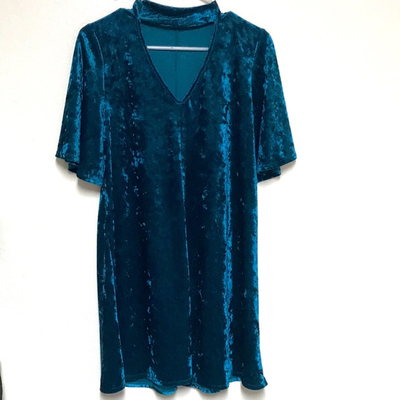 MMM Crushed Velvet Choker Dress, sz L - SEXY! - Picture 1 of 3